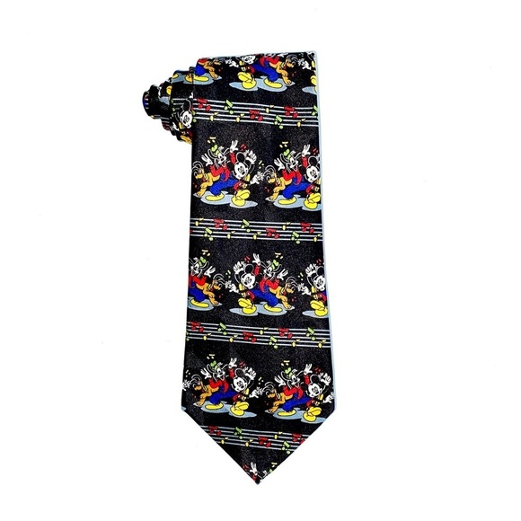 Vintage Disney Mickey Unlimited Black Men's Musical Neck Tie Made In Italy - Picture 5 of 5